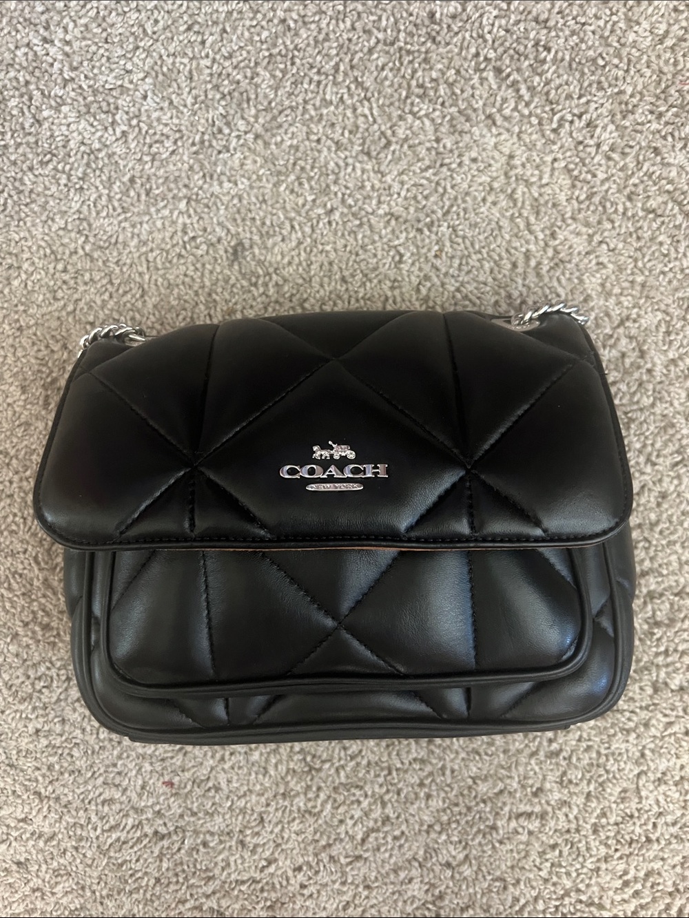Coach Klare Quilted Leather Crossbody Bag in Black with Silver Hardware